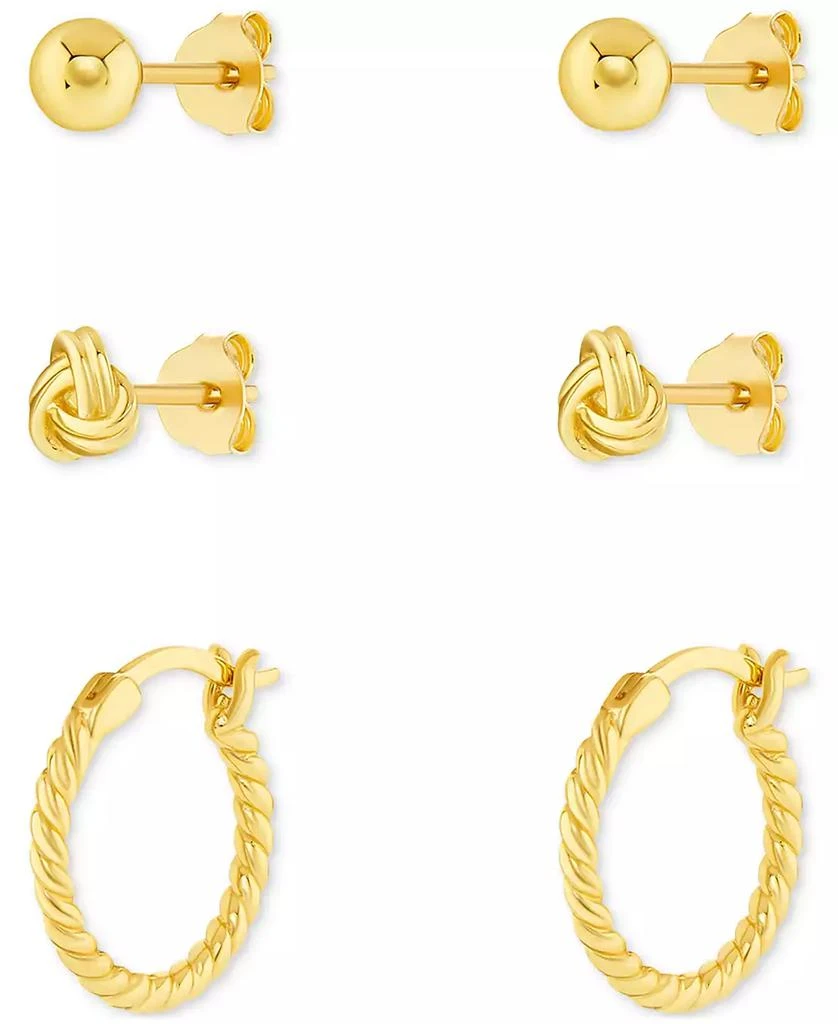 商品Macy's|Polished Stud & Hoop Earrings Set in 18k Gold over Sterling Silver, Created for Macy's,价格¥188,第5张图片详细描述