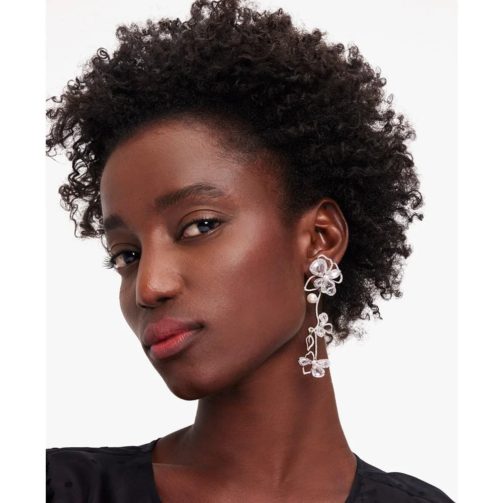 商品Kate Spade|Silver-Tone Cubic Zirconia & Imitation Pearl Flower Statement Earrings,价格¥992,第4张图片详细描述