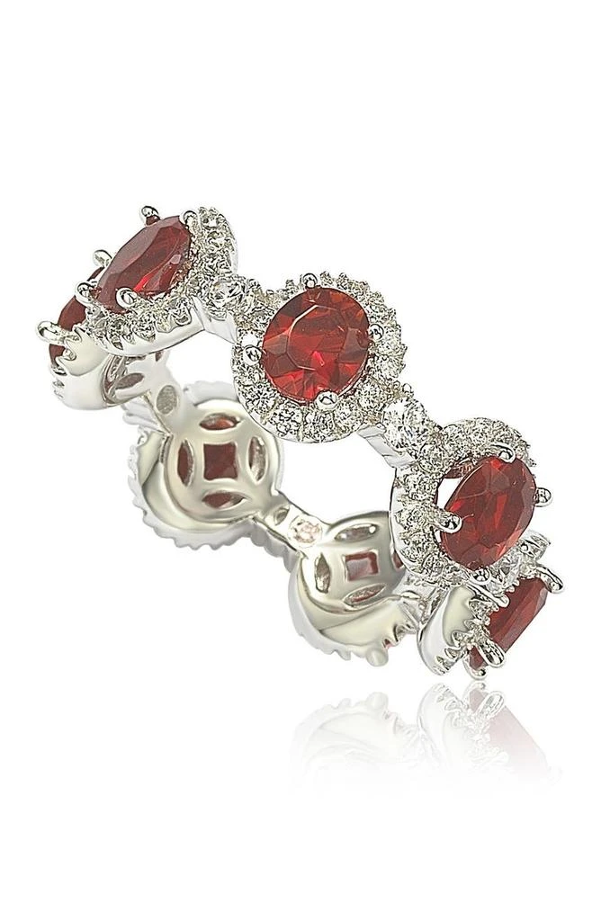 商品Suzy Levian|Sterling Silver Prong Set Red CZ & Pave Halo Station Eternity Band Ring,价格¥747,第5张图片详细描述