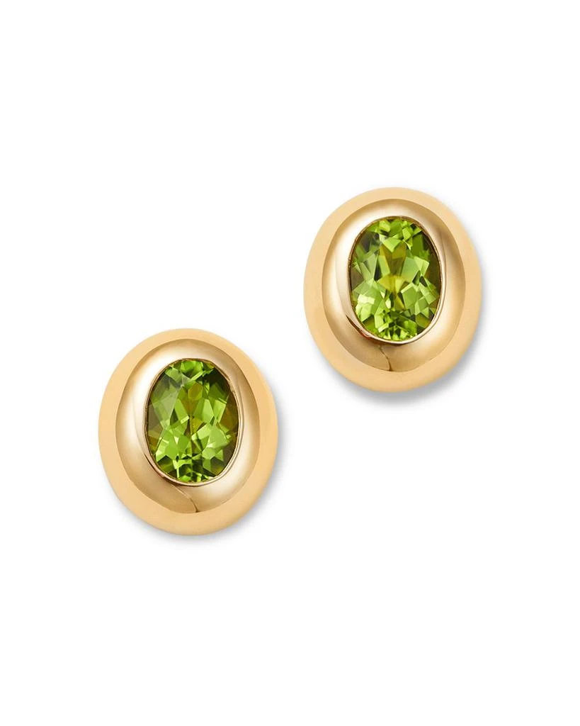 商品Bloomingdale's Fine Collection|Bloomingdale's Fine Jewelry Peridot Polished Bezel Oval Stud Earrings in 14K Yellow Gold,价格¥17599,第1张图片