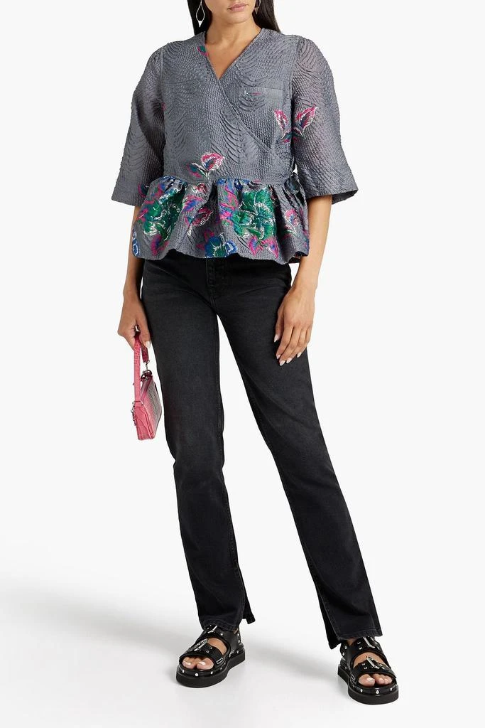 商品Ganni|Fil coupé cloqué wrap blouse,价格¥848,第2张图片详细描述