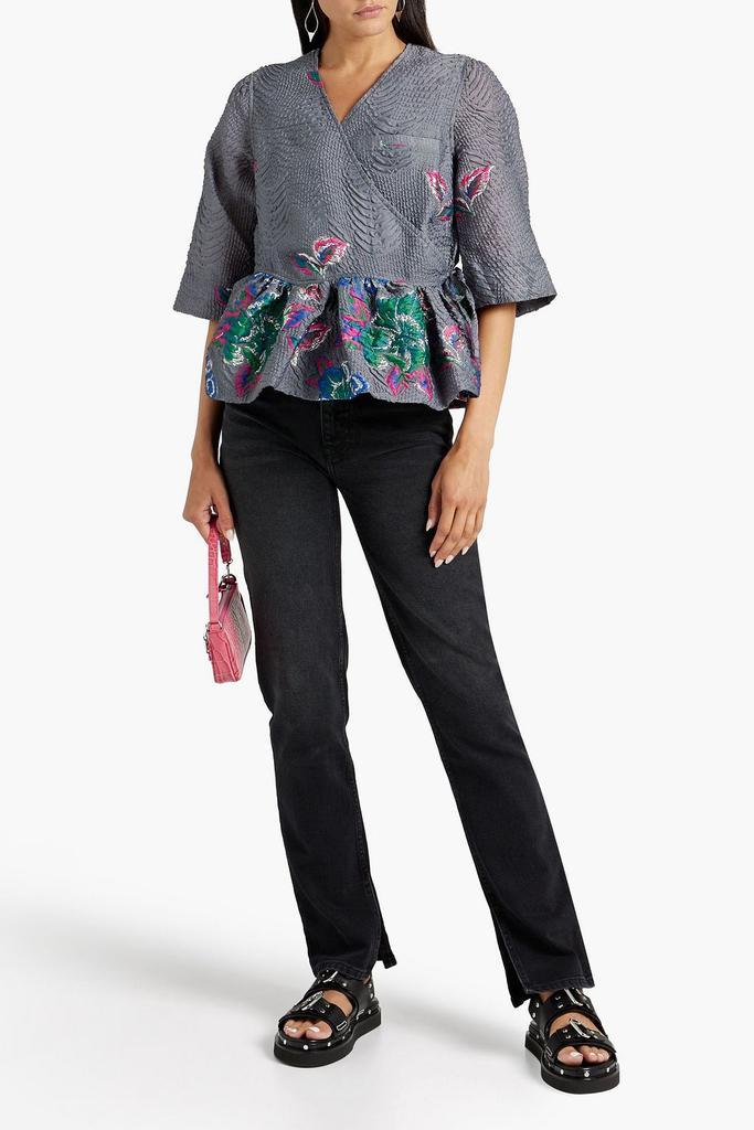 商品Ganni|Fil coupé cloqué wrap blouse,价格¥1191,第4张图片详细描述