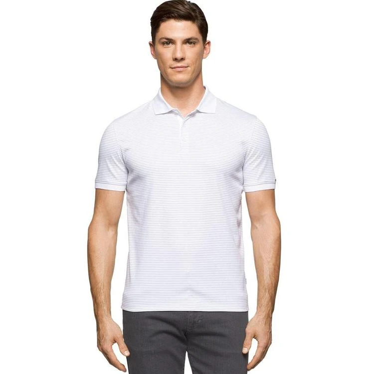 商品Calvin Klein|Calvin Klein Men's Striped Contrast-Collar Polo,价格¥443,第4张图片详细描述