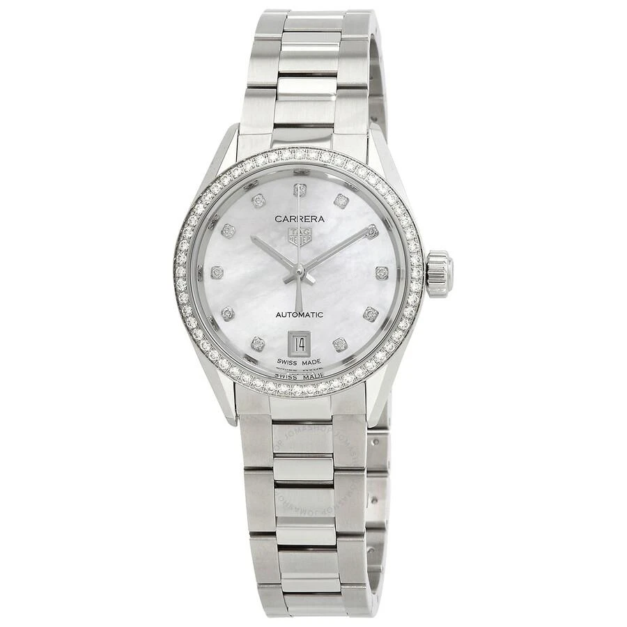 商品TAG Heuer|Carrera Automatic Diamond White Mother of Pearl Dial Ladies Watch WBN2414.BA0621,价格¥33040,第1张图片