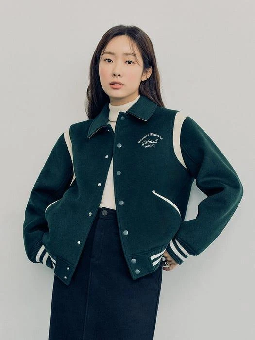 商品Marithe Francois Girbaud|Marithe Varsity Jacket (Dark Green),价格¥945,第1张图片
