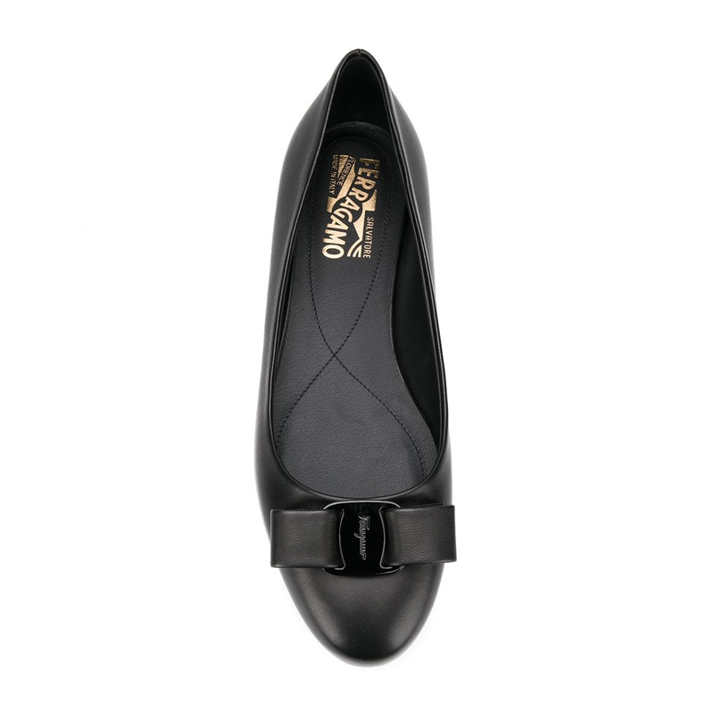 Salvatore Ferragamo 菲拉格慕 女士黑色皮革平底鞋 01-M621-720395商品第3张图片规格展示