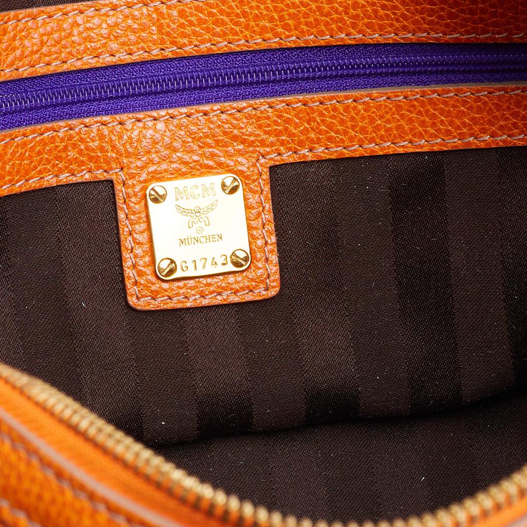 MCM Orange Grained Leather Boston Bag商品第8张图片规格展示