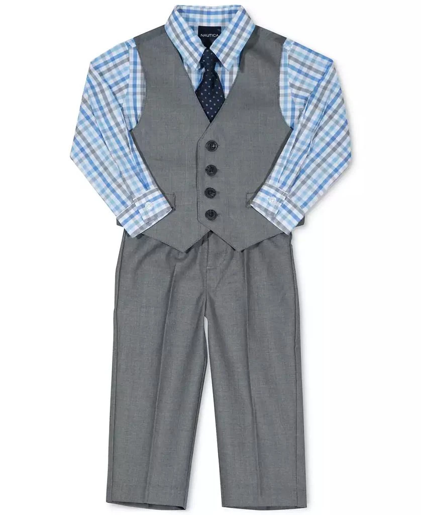 商品Nautica|Baby Boys Sharkskin Suit Vest, Pants, Shirt and Tie, 4 Piece Set,价格¥165,第2张图片详细描述