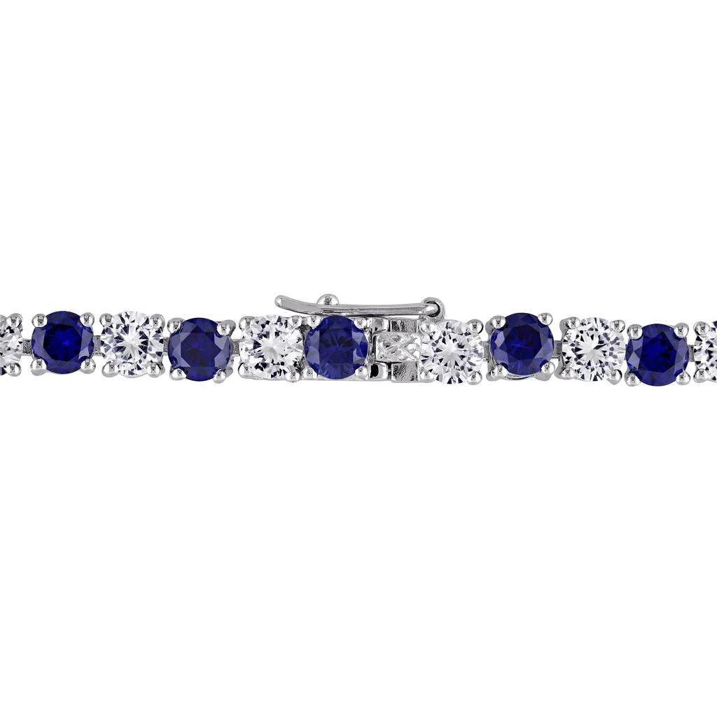 商品Mimi & Max|14 1/4 CT TGW Created Blue and White Sapphire Bracelet in Sterling Silver,价格¥520,第2张图片详细描述