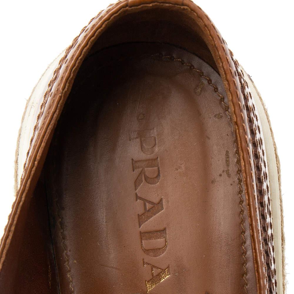 Prada Brown Brogue Leather Espadrille Derby Sneakers Size 37商品第7张图片规格展示