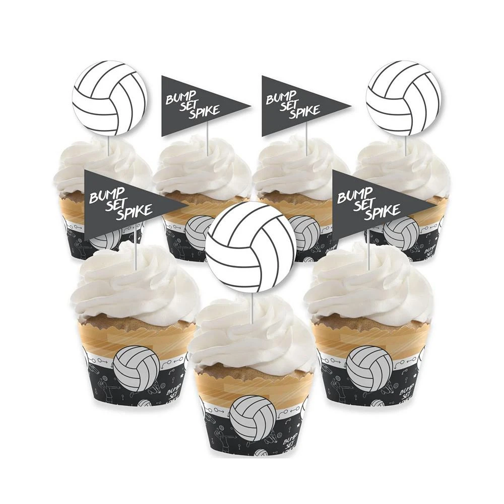 商品Big Dot of Happiness|Bump, Set, Spike - Volleyball - Cupcake Wrappers &Treat Picks Kit - 24 Ct,价格¥164,第1张图片