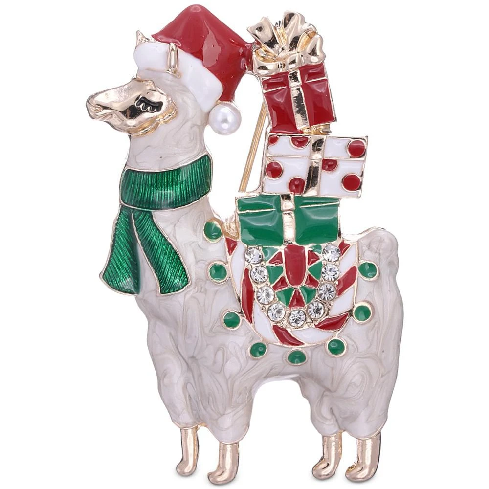 商品Charter Club|Gold-Tone Pavé & Imitation Pearl Gift Llama Pin, Created for Macy's,价格¥55,第1张图片