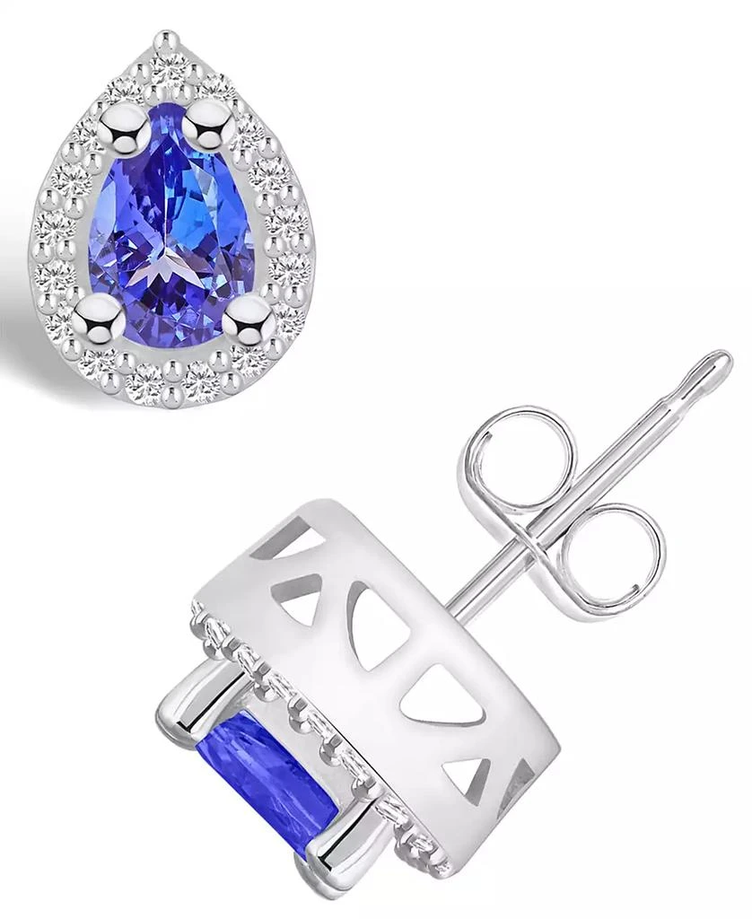 商品Macy's|Tanzanite (3/4 Ct. t.w.) and Diamond (1/6 Ct. t.w.) Halo Stud Earrings,价格¥9021,第1张图片