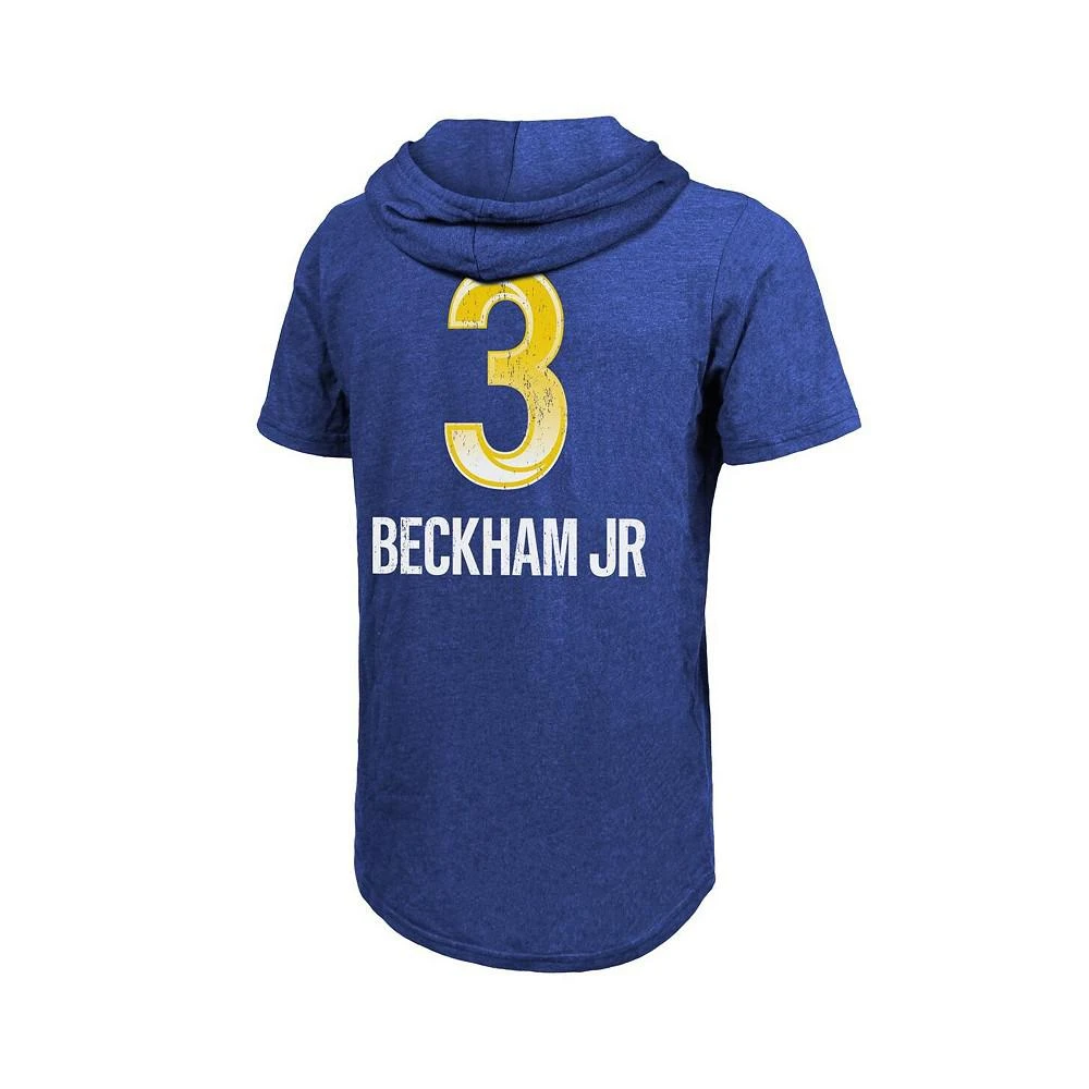 商品Majestic|Men's Threads Odell Beckham Jr. Royal Los Angeles Rams Super Bowl LVI Name Number Short Sleeve Hoodie T-shirt,价格¥343,第3张图片详细描述