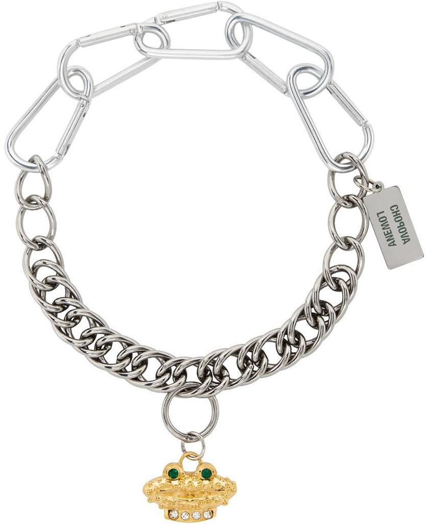 SSENSE Exclusive Silver & Gold Frog Pendant Necklace商品第1张图片规格展示
