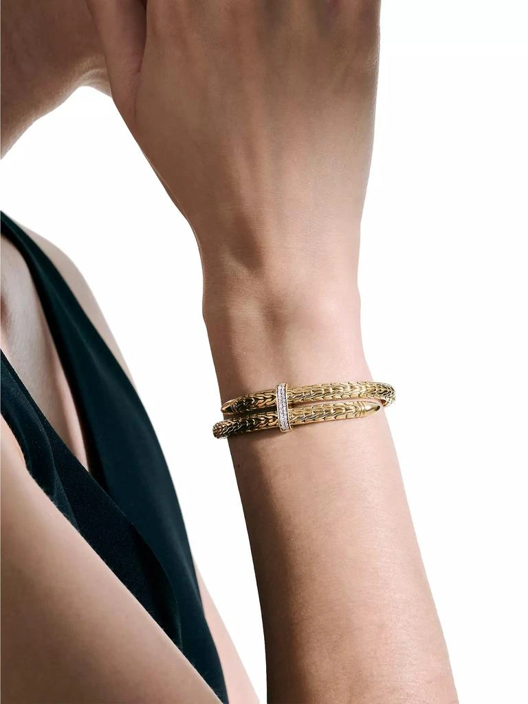 商品John Hardy|Spear 14K Gold & Diamond Pavé Flex Cuff Bracelet,价格¥57323,第2张图片详细描述