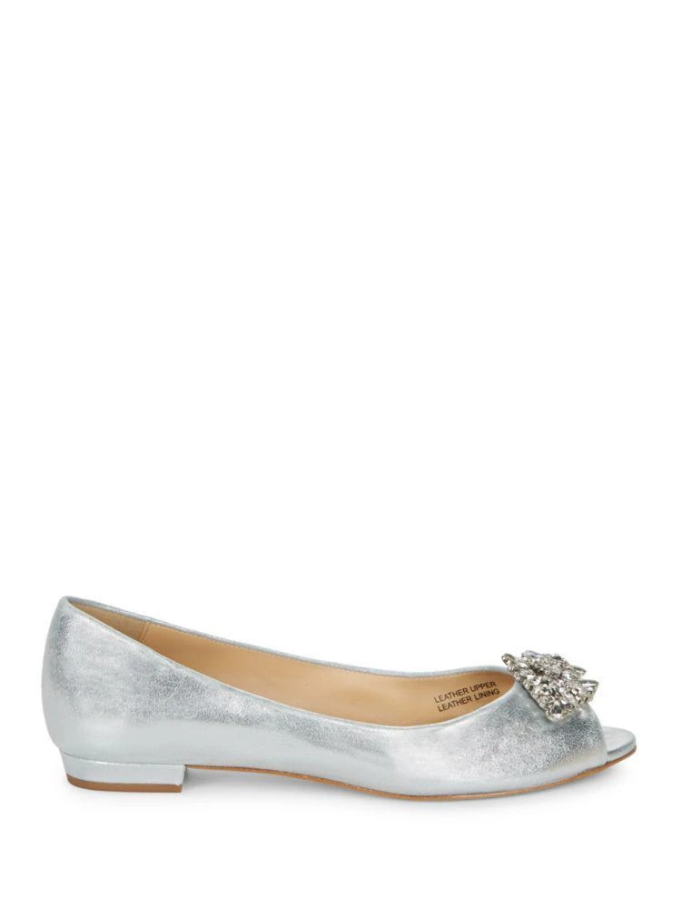 商品Badgley Mischka|Taft Open-Toe Leather Flats,价格¥434,第4张图片详细描述