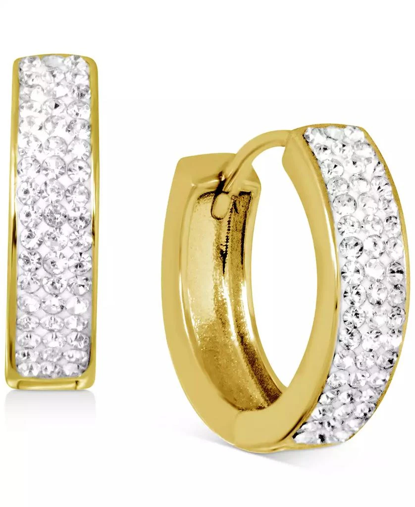 商品Essentials|Crystal Pavé Small Huggie Hoop Earrings in Gold-Plate, 0.71",价格¥384,第1张图片