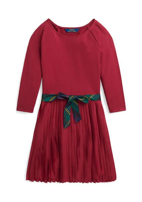 商品Ralph Lauren|Lauren Childrenswear Girls 7 16 Pleated Stretch Jersey Dress,价格¥171,第1张图片