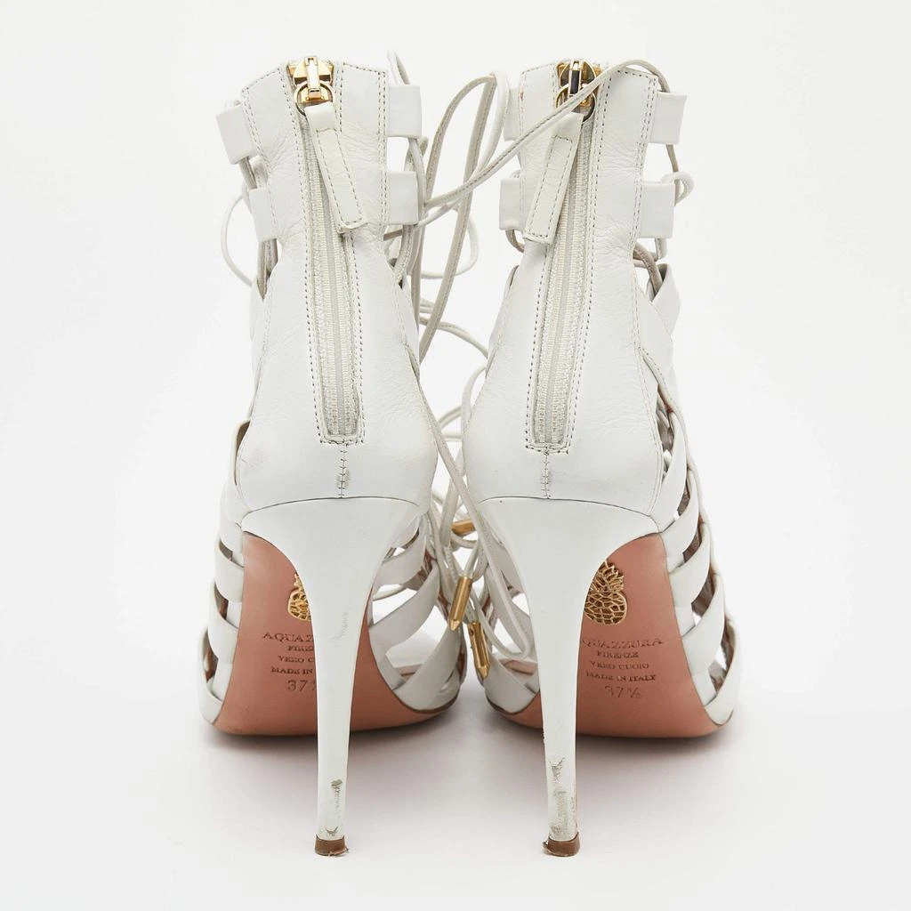 商品[二手商品] Aquazzura|Aquazzura White Leather Amazon Lace-up Sandals Size 37.5,价格¥1233,第5张图片详细描述