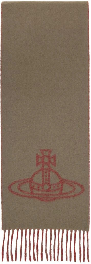商品Vivienne Westwood|Red & Gray Double Face Single Orb Scarf,价格¥638,第2张图片详细描述