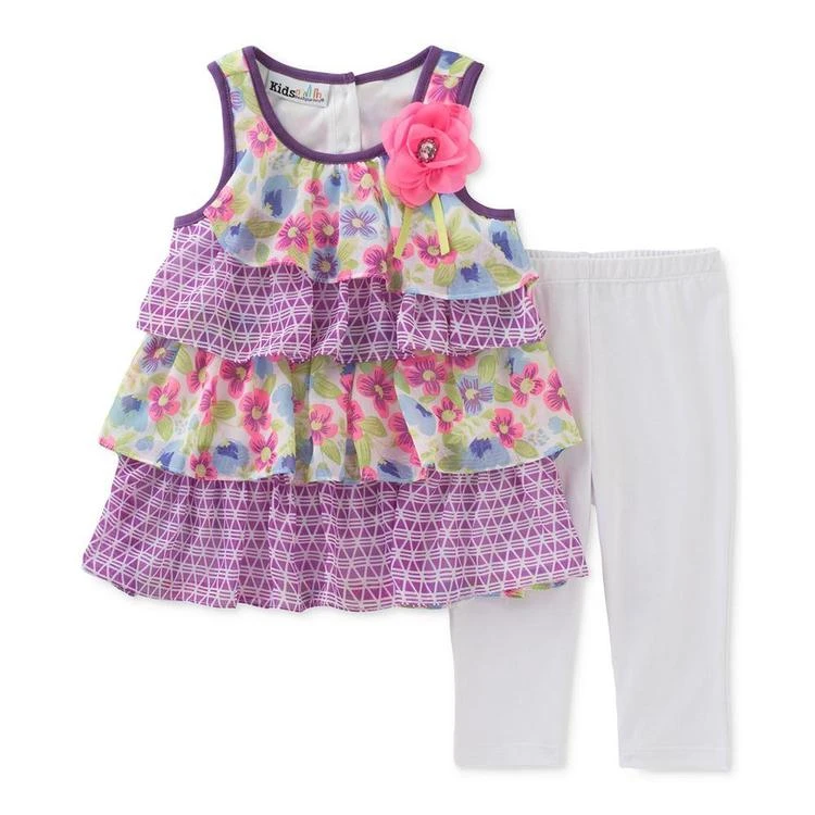 商品KIDS HEADQUARTERS|2-Pc. Tiered Tunic & Capri Leggings Set, Baby Girls (0-24 months),价格¥57,第2张图片详细描述