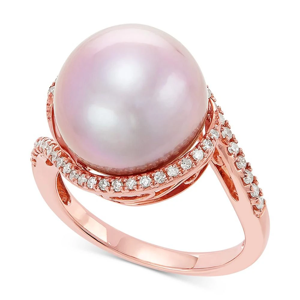 商品Honora|Pink Cultured Freshwater Ming Pearl (13mm) & Diamond (1/4 ct. t.w.) Ring in 14k Rose Gold,价格¥7437,第3张图片详细描述