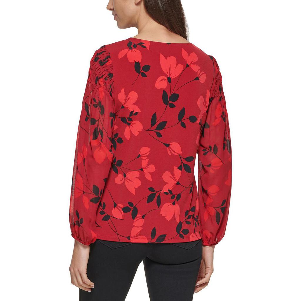 Calvin Klein Womens Pleat Bishop Sleeve Pullover Top商品第3张图片规格展示
