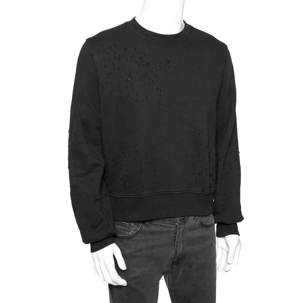 商品[二手商品] AMIRI|Amiri Black Distressed Cotton Knit Crewneck Sweatshirt XS,价格¥1379,第2张图片详细描述