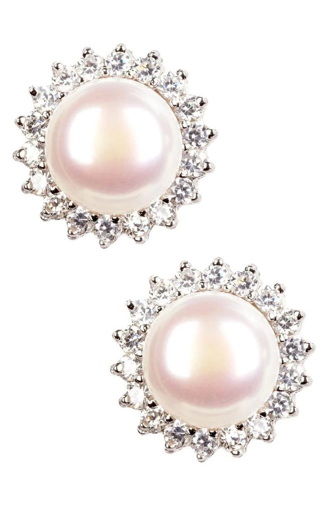 商品Splendid Pearls|8.5-9mm White Freshwater Pearl & CZ Halo Pendant Necklace & Stud Earrings Set,价格¥522,第2张图片详细描述