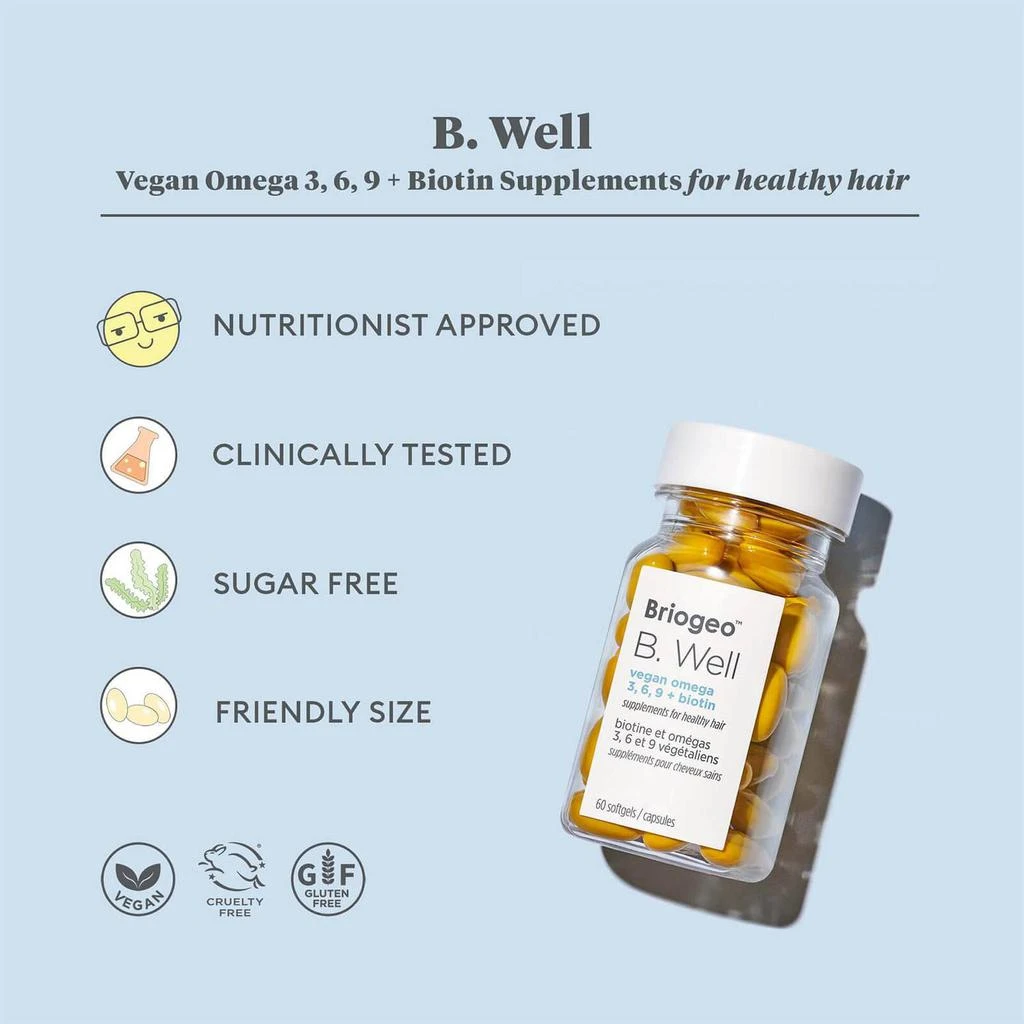 商品Briogeo|Briogeo B. Well Vegan Omega 369 Biotin Supplements,价格¥316,第3张图片详细描述