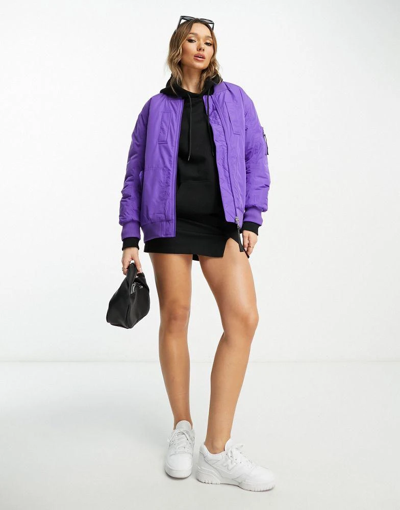 商品River Island|River Island oversized bomber jacker in purple,价格¥325,第3张图片详细描述