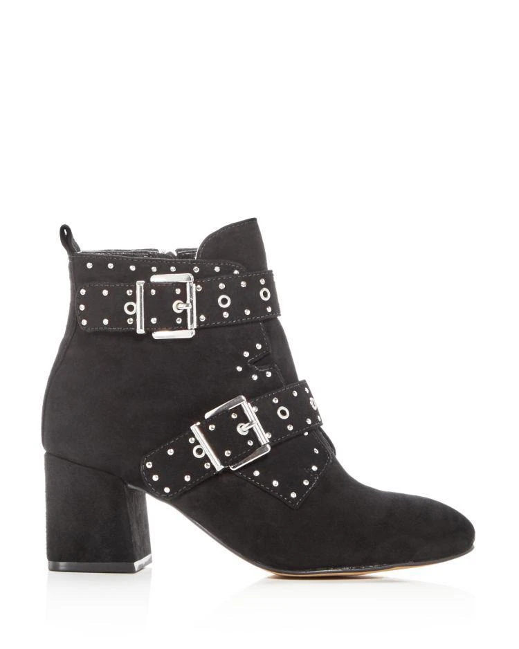 商品Rebecca Minkoff|Women's Logan Studded Suede Block Heel Booties,价格¥655,第2张图片详细描述