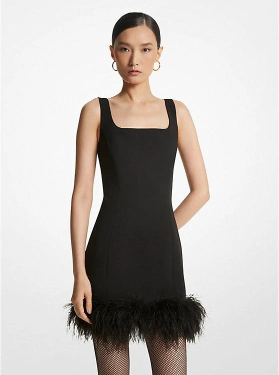 商品Michael Kors|Feather Trim Stretch Crepe Shift Dress,价格¥595,第1张图片