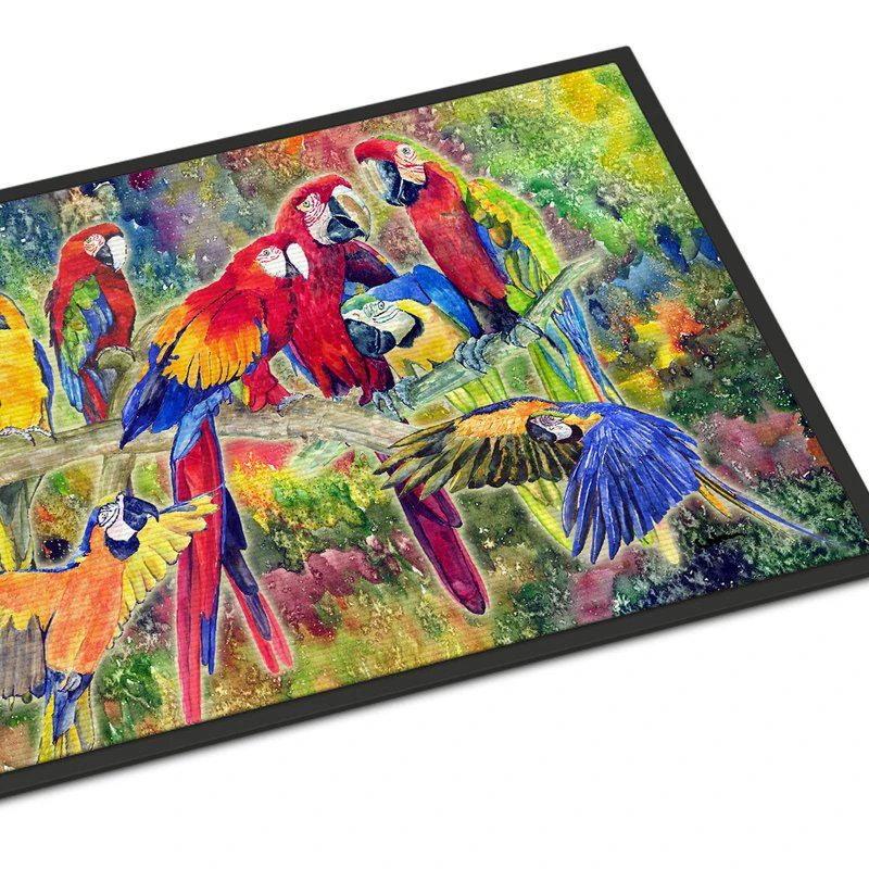 商品Caroline's Treasures|24 in x 36 in Parrot  Parrot Head Door Mat Indoor/Outdoor,价格¥314,第1张图片