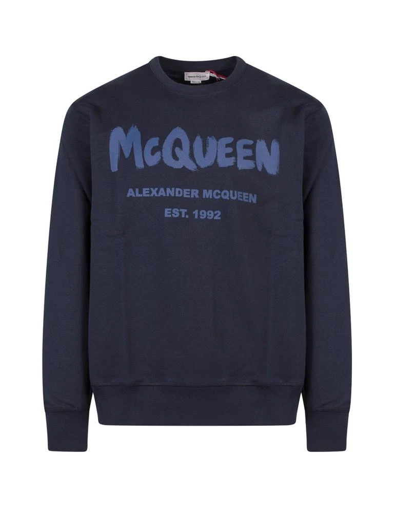 商品Alexander McQueen|Alexander McQueen Graffiti Logo Printed Crewneck Sweatshirt,价格¥2434,第1张图片