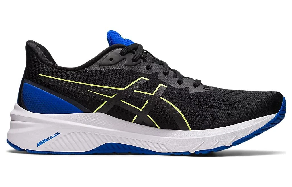 商品[国内直发] Asics|GT-1000 12 舒适 织物合成革减震防滑耐磨 低帮 越野跑步鞋 男款 黑蓝黄,价格¥608,第3张图片详细描述