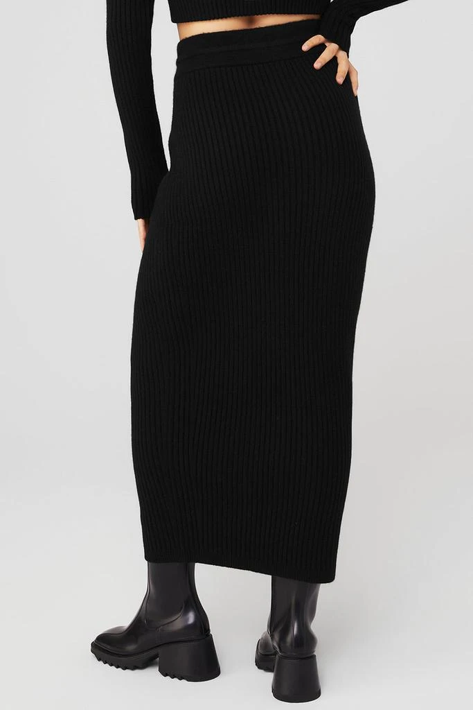 商品Alo|Cashmere Ribbed High-Waist Winter Dream Skirt - Black,价格¥6082,第2张图片详细描述