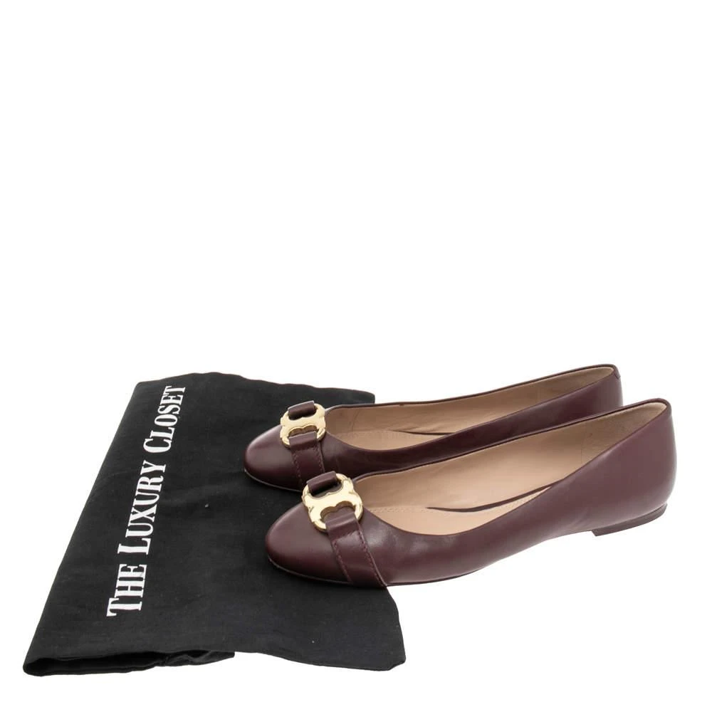 Tory Burch Burgundy Leather Bow Ballet Flats Size 38 商品