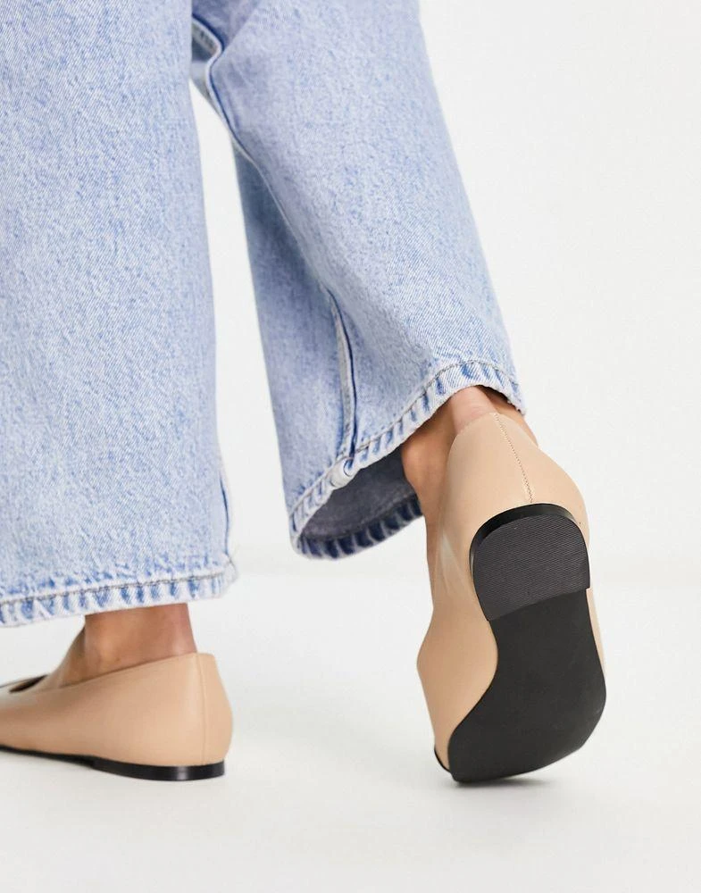 商品ASOS|ASOS DESIGN Locket square toe ballet flats in black and beige,价格¥133,第3张图片详细描述