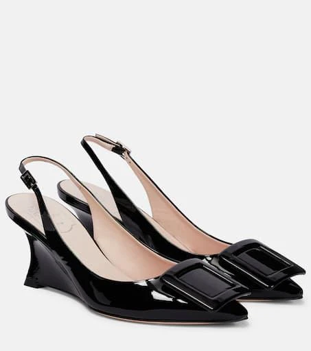 商品Roger Vivier|Viv' in the City坡跟皮革高跟鞋,价格¥9548,第1张图片