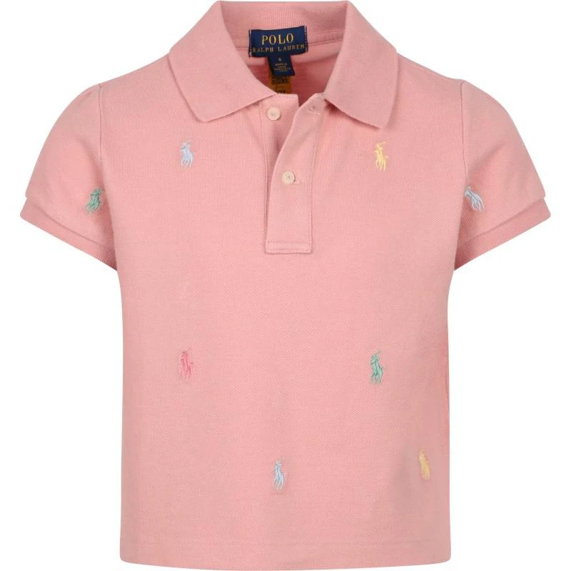 商品Ralph Lauren|Colorful logo embroidery polo shirt in pink,价格¥946,第1张图片