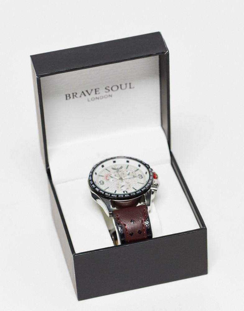 Brave Soul faux leather strap watch in brown商品第4张图片规格展示