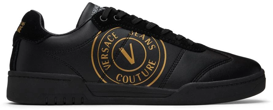 商品Versace|Black Brooklyn V-Emblem Sneakers,价格¥571,第1张图片