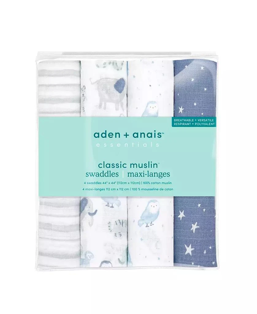 商品aden + anais|Baby Boys Printed Swaddle Blankets, Pack of 4,价格¥299,第2张图片详细描述