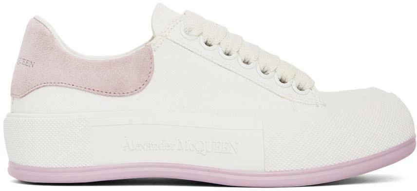商品Alexander McQueen|White & Purple Deck Lace Plimsoll Sneakers,价格¥1308,第1张图片