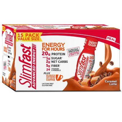 商品SlimFast|SlimFast Advanced Energy Caramel Latte High Protein Ready to Drink Meal Replacement Shakes (11 fl. oz., 15 pk.),价格¥98,第1张图片