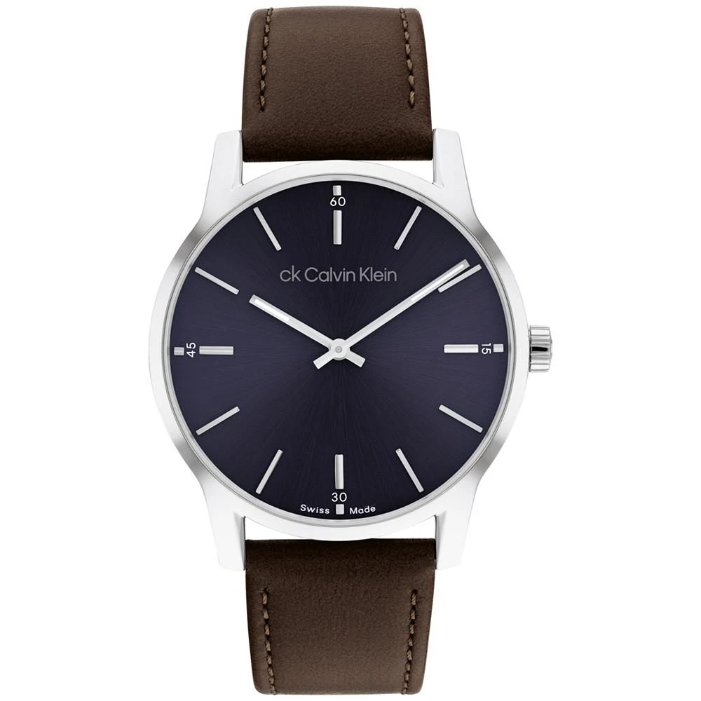商品Calvin Klein|Men's Swiss Dressed Brown Leather Strap Watch 40mm,价格¥1335,第1张图片