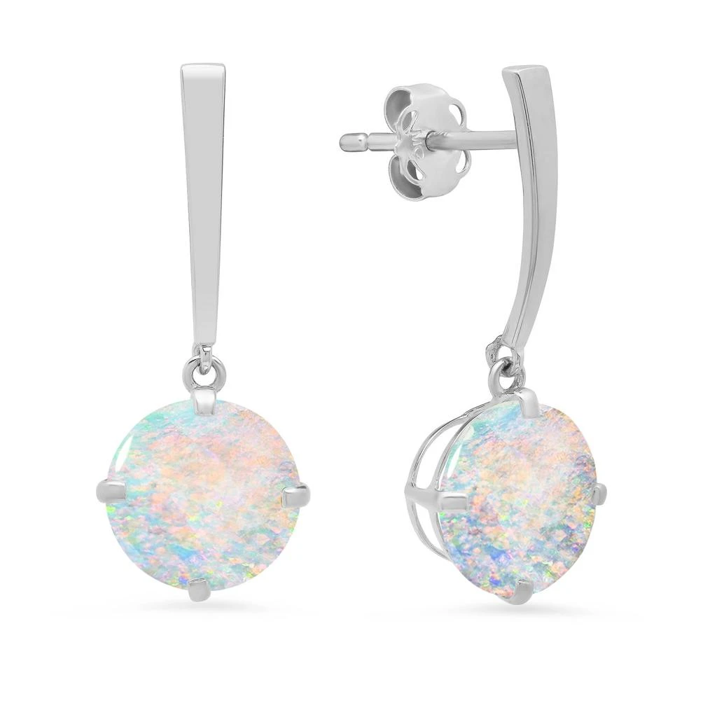 商品MAX + STONE|14k White Gold Solitaire Round-Cut Gemstone Drop Earrings (8mm),价格¥1028,第3张图片详细描述