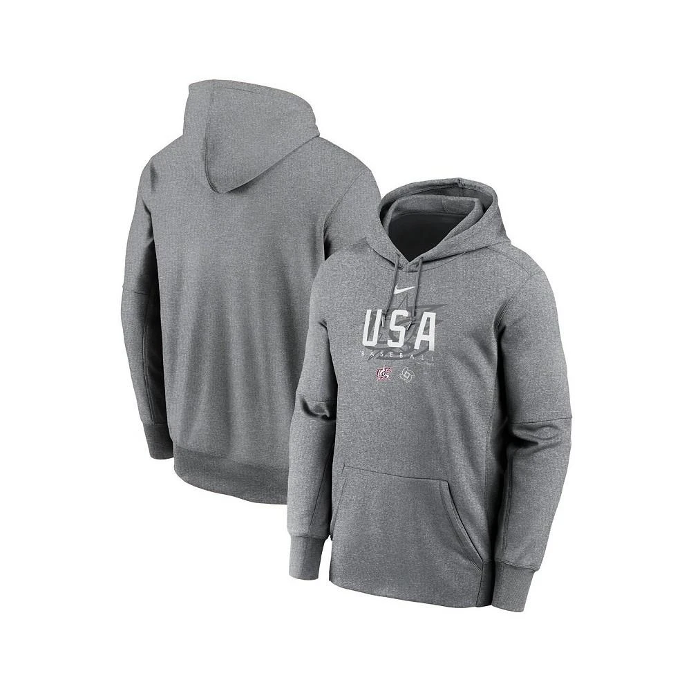 商品NIKE|Men's Heather Gray USA Baseball 2023 World Baseball Classic Dugout Therma Performance Pullover Hoodie,价格¥596,第1张图片